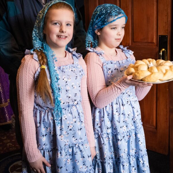 Two girls at the church