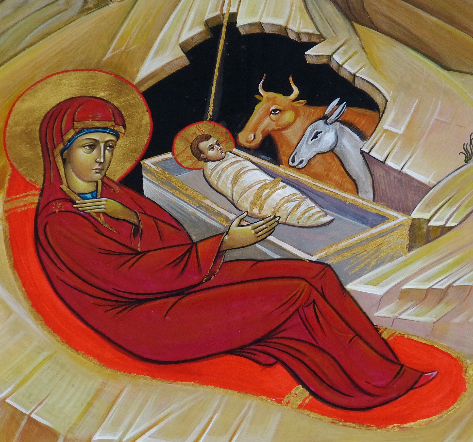 Close up of the Icon of the Nativity of Christ