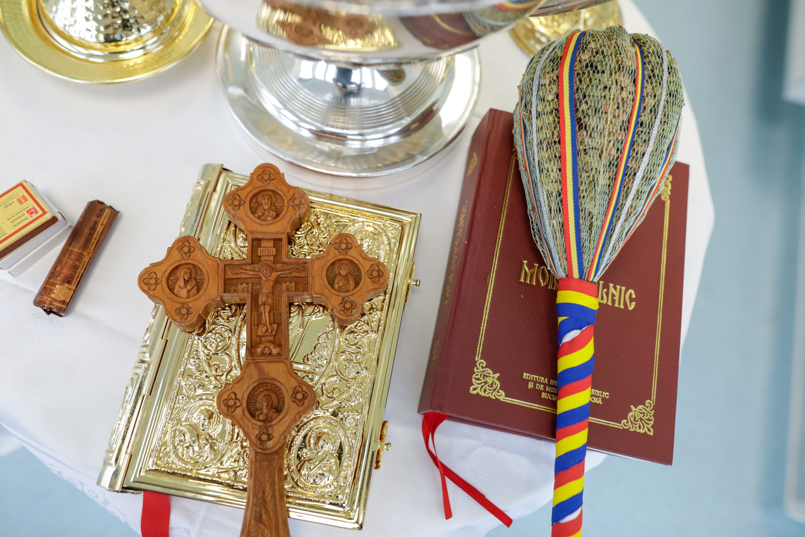 Cross and brush for blessing of the waters